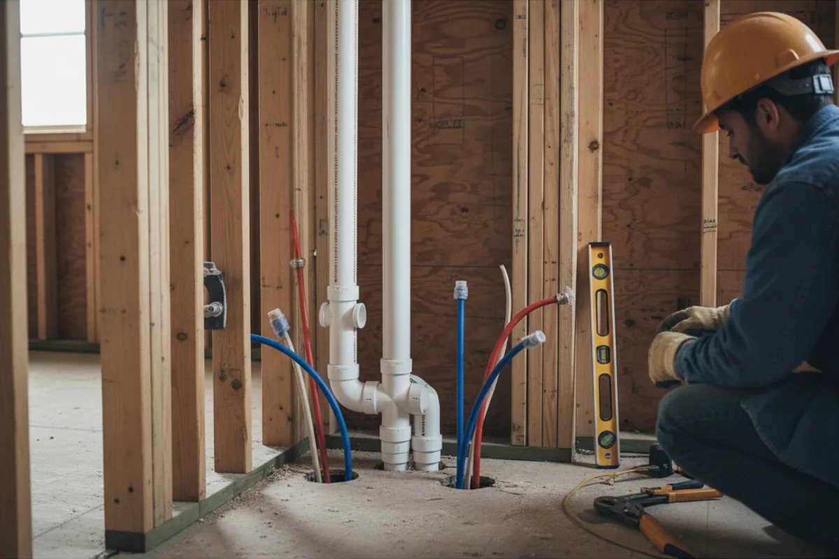 Drain and supply rough-in during Garbage Disposal Repair in Porter